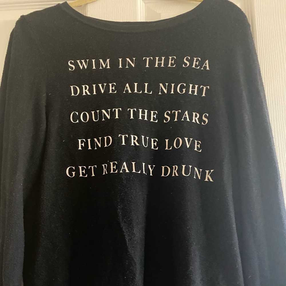 Wildfox black fleece pullover. Size S